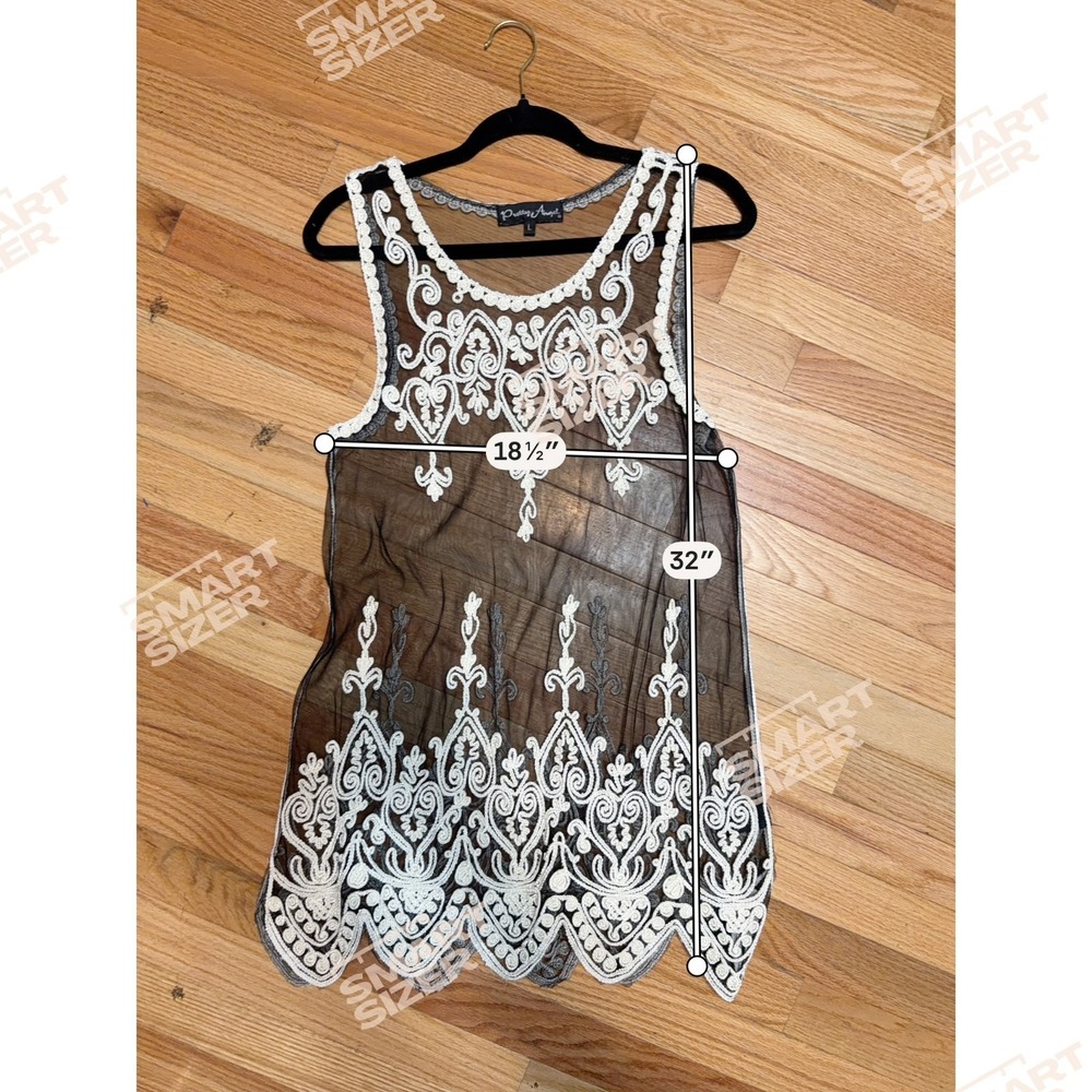 Pretty Angel Fairycore Embroidered Sheer Silk Blend Top Womens Large Whimsigoth - Picture 7 of 7